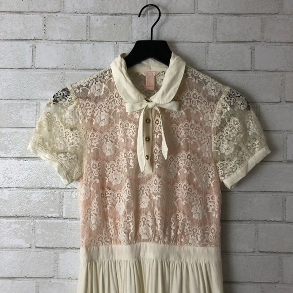 Forever 21 | Ivory Pink Lace Dress Bow Small - Picture 2 of 8
